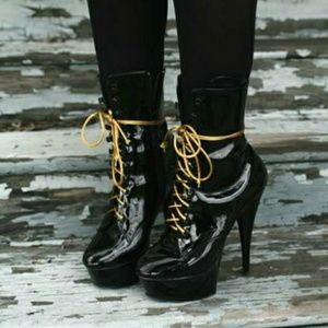 Pleaser patent leather platforms boots